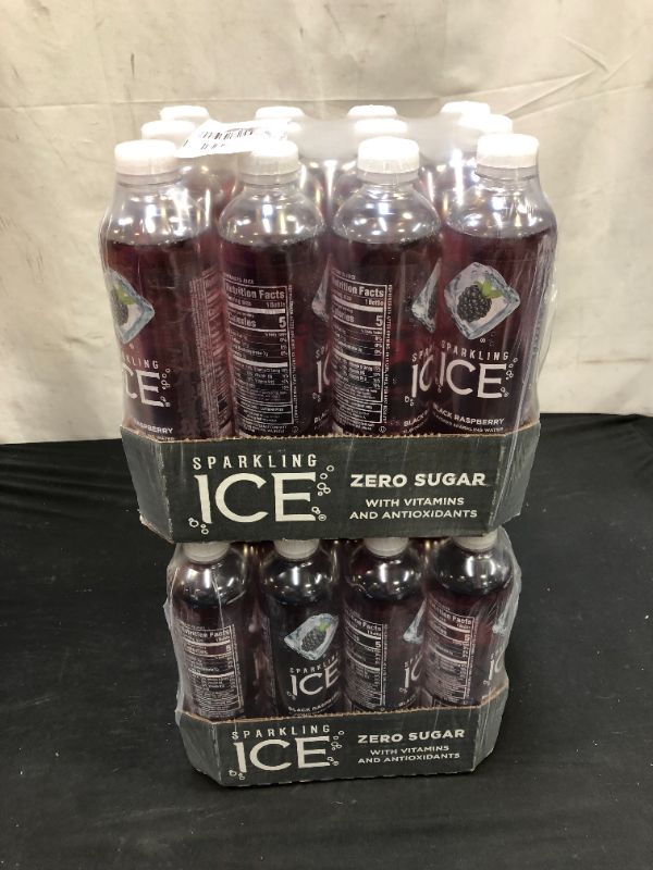 Photo 1 of 2 PACK - EXP MAR 2022 - Sparkling Ice, Black Cherry Sparkling Water, Zero Sugar Flavored Water, with Vitamins and Antioxidants, Low Calorie Beverage, 17 fl oz Bottles (Pack of 12) 