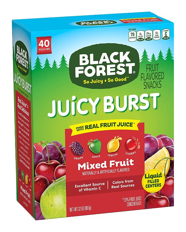 Photo 1 of 2 PACK - Black Forest Fruit Snacks Juicy Bursts, Mixed Fruit, 0.8 Ounce (40 Count) 
EXP SEPT 2021
