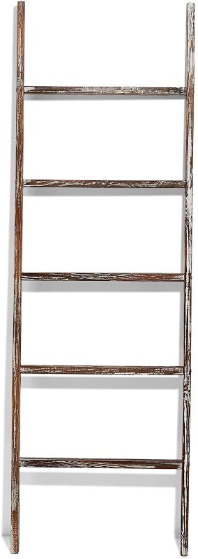 Photo 1 of 48"  Rustic Blanket Ladder - Throw Blanket Storage - Living Room Decor - Bathroom Towel Rack - Decorative Farmhouse Stand (WHITE DISTRESSED STAIN )