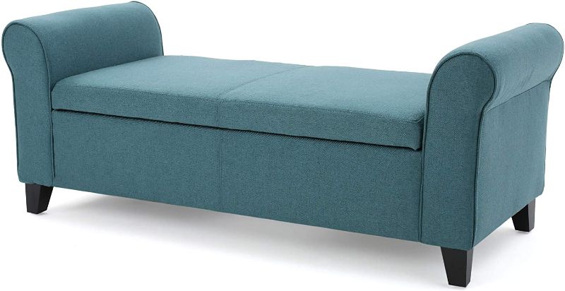 Photo 1 of Christopher Knight Home Hayes Armed Fabric Storage Bench, Dark Teal
