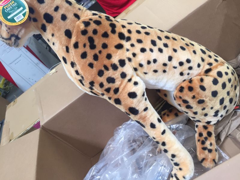 Photo 3 of Melissa & Doug Giant Cheetah - Lifelike Stuffed Animal (over 4 feet long)