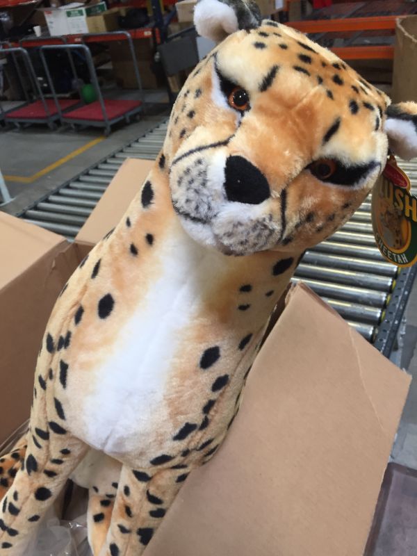 Photo 2 of Melissa & Doug Giant Cheetah - Lifelike Stuffed Animal (over 4 feet long)