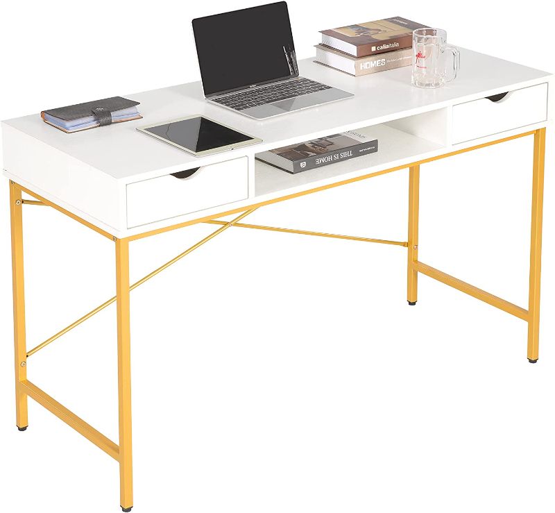 Photo 1 of Nydia White/Golden COMPUTER DESK small size 
