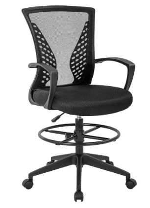 Photo 1 of Drafting Chair Tall Office Chair Adjustable Height with Arms Foot Rest Back Support Adjustable Height Rolling Swivel Desk Chair Mesh Drafting Stool fo
