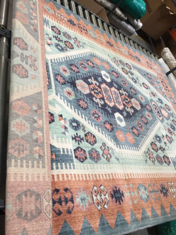 Photo 5 of 5'x7' Buttercup Diamond Vintage Persian Style Woven Rug Blue - Opalhouse™