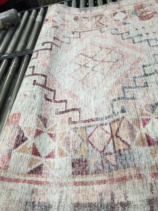 Photo 3 of 5'x7' Distressed Geo Persian Style Rug Blush 