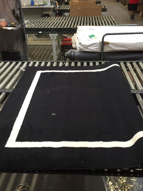 Photo 4 of 5'x7' Good Fashion Frame Border Rug Black - Room Essentials™