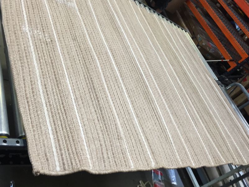 Photo 2 of 5' x 7' Thin Stripe Outdoor Rug Neutral/Ivory - Threshold