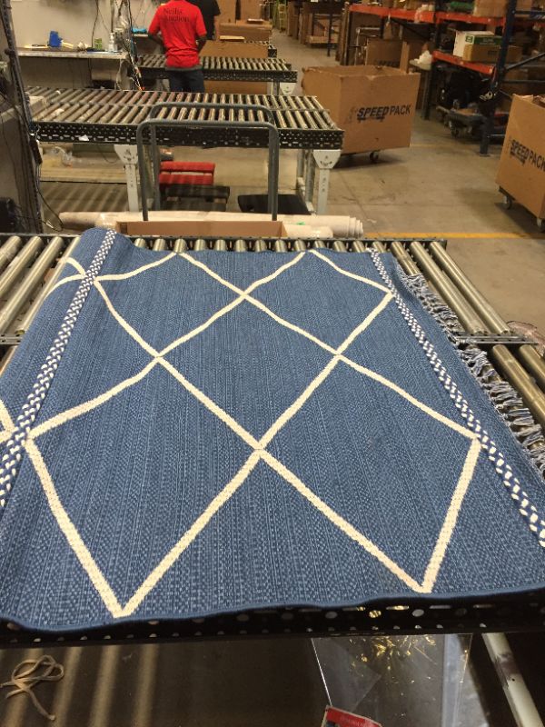 Photo 6 of 5' x 7' Tapestry with Braid Outdoor Rug Indigo - Project 62™