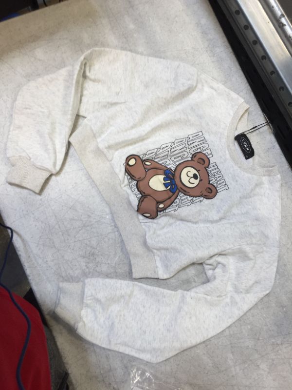 Photo 1 of angel heart teddy bear crop top sweat shirt 
extra smal
~~ china size runs small ~~