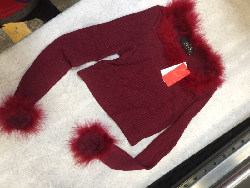 Photo 1 of furry extra small burgundy long sleeve crop top sweat shirt
~~ china size runs small ~~