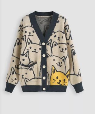 Photo 1 of Cats All Over Print Cardigan- SMALL