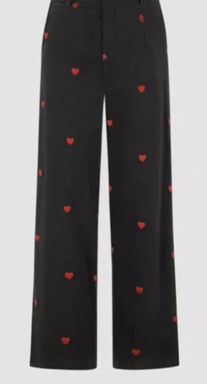 Photo 1 of Cider Black Corduroy Pants w Hearts- SMALL