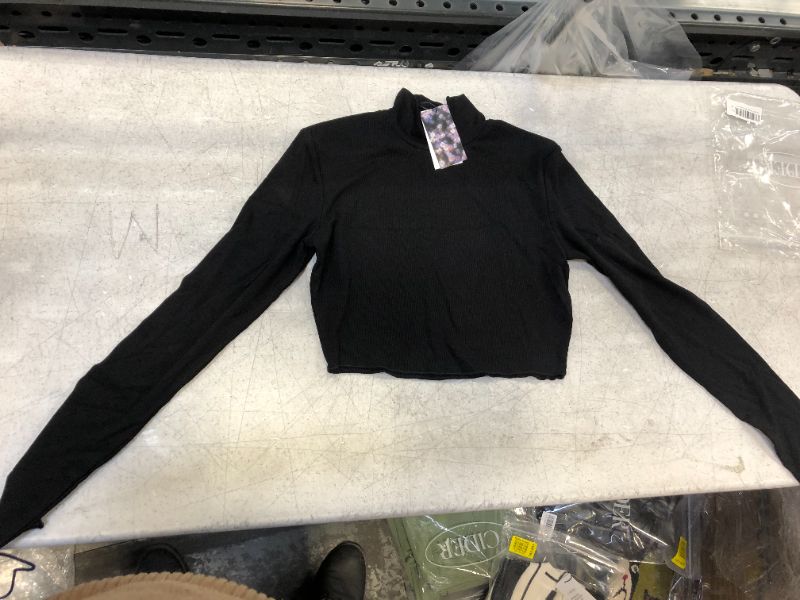 Photo 2 of Solid Long Sleeve Crop Top- SMALL