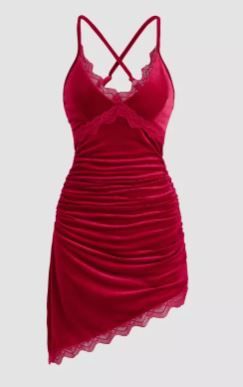 Photo 1 of Lace Trim Slit Dress- MEDIUM