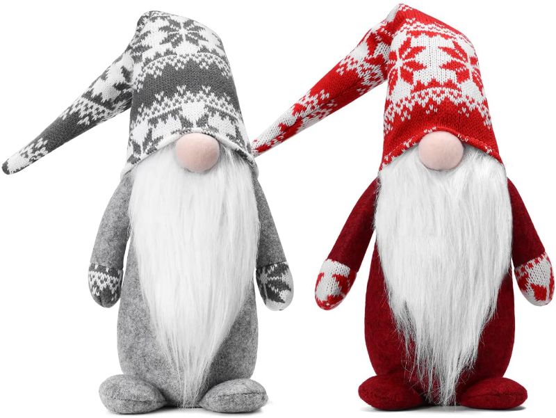 Photo 1 of Imoislab Christmas Gnomes,Holiday Gnomes Decoration Handmade Santa Claus, Thanksgiving Day,Christmas Winter Gnomes Ornament(Grey, Red)