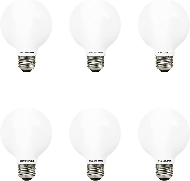 Photo 1 of SYLVANIA LED TruWave Natural Series Globe G25 Light Bulb, 40W Equivalent, Efficient 4.5W, 350 Lumens, Dimmable, Frosted, 2700K, Soft White - 6 Pack (40887)
