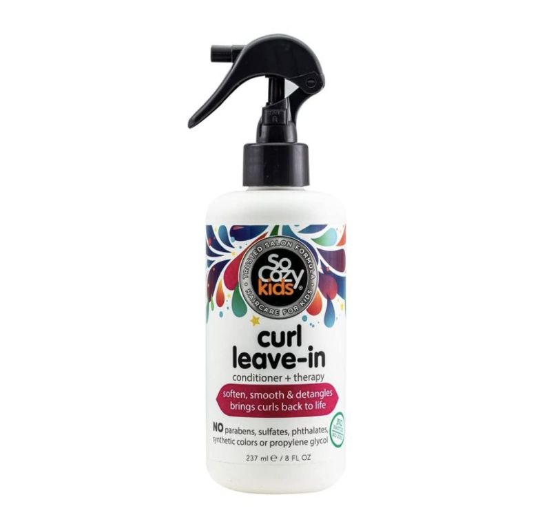 Photo 1 of SoCozy, Curl Spray LeaveIn Conditioner For Kids Hair Detangles and Restores Curls No Parabens Sulfates Synthetic Colors or Dyes, Jojoba Oil,Olive Oil & Vitamin B5, Sweet-Pea, 8 Fl Oz
