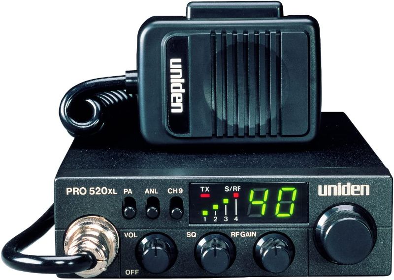 Photo 1 of Uniden PRO520XL Pro Series 40-Channel CB Radio. Compact Design. ANL Switch and PA/CB Switch. 7 Watts of Audio Output and Instant Emergency Channel 9. - Black
