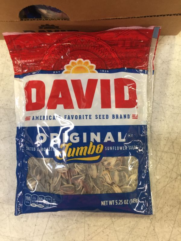 Photo 3 of DAVID SEEDS Roasted and Salted Original Sunflower Seeds, Keto Friendly, 5.25, 12 Pack--best by Aug 2021