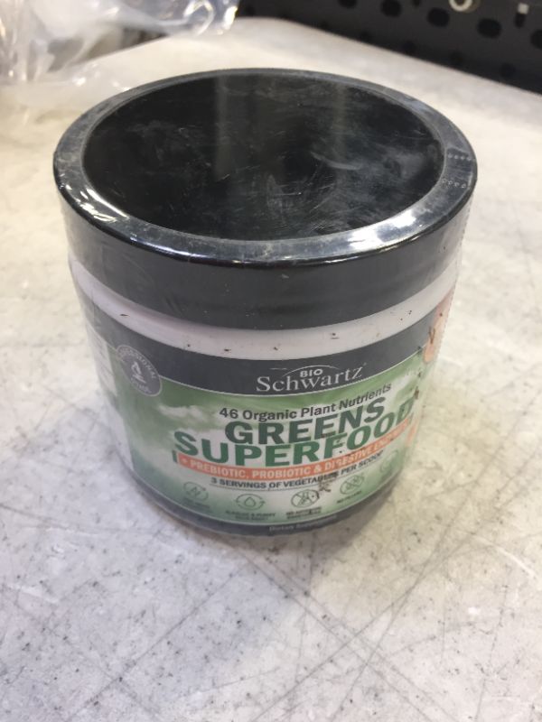 Photo 2 of Chlorophyll Rich Super Greens Organic Powder with Probiotics Prebiotics & Digestive Enzymes - 43+ Green Superfoods Alfalfa Bilberry Spirulina Chlorella - Dr Approved Keto Friendly Vegan Supplement
