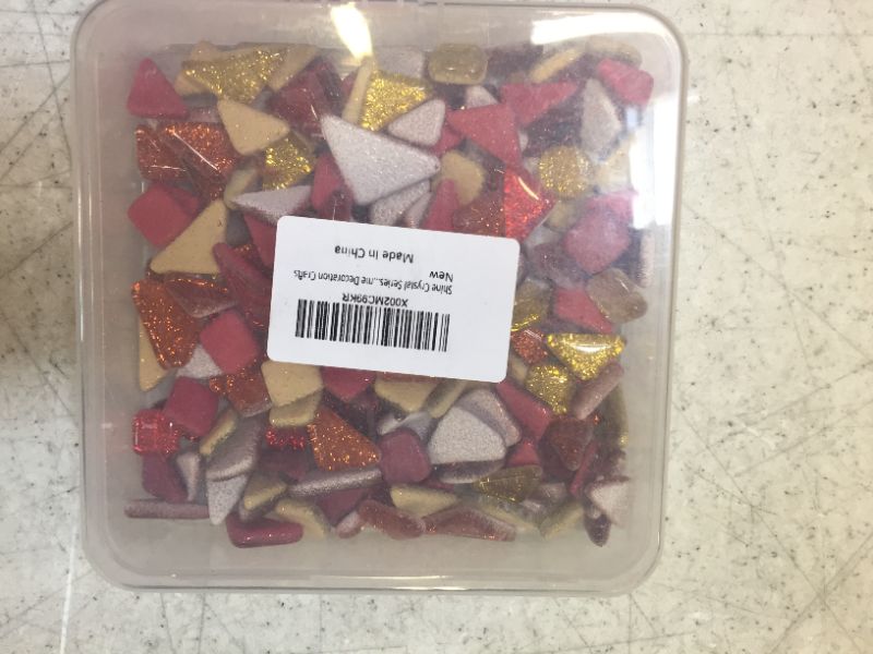 Photo 2 of 1lb Mixed Colors Shapes Shine Crystal Series Mosaic Tiles Assortment Kit, Glitter Crystal Mosaic Perfect for Home Decoration DIY Crafts
