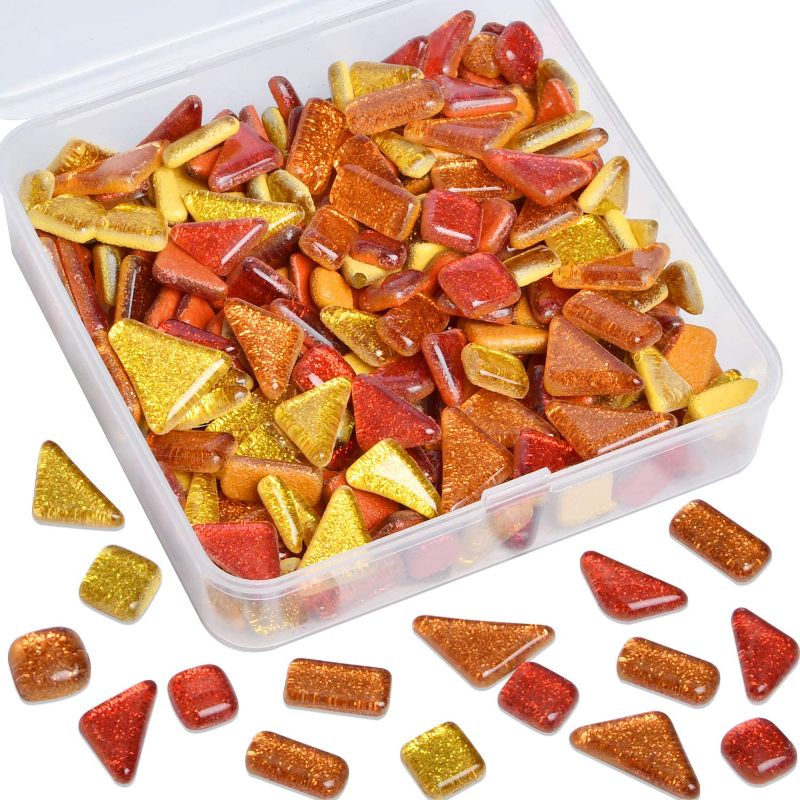 Photo 1 of 1lb Mixed Colors Shapes Shine Crystal Series Mosaic Tiles Assortment Kit, Glitter Crystal Mosaic Perfect for Home Decoration DIY Crafts
