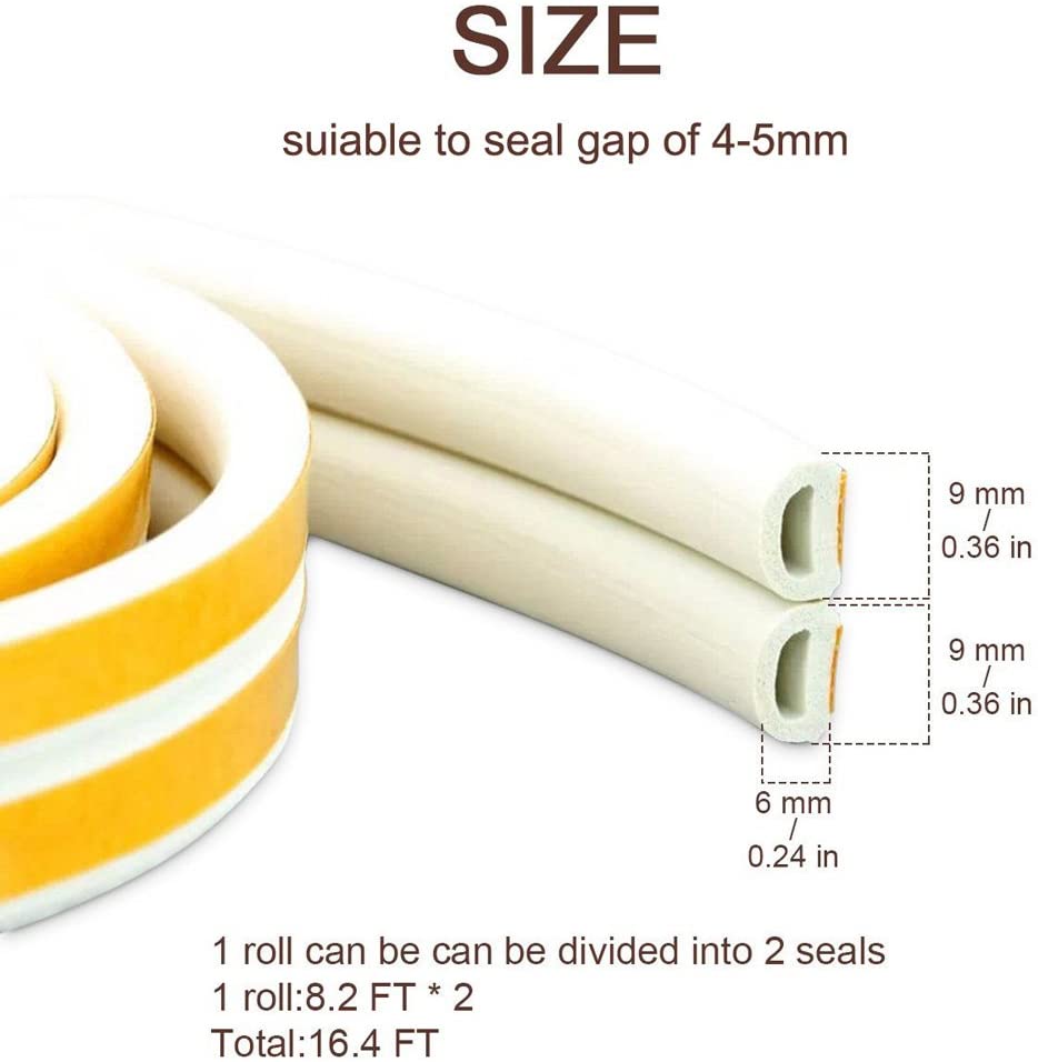 Photo 1 of Door Weather Stripping,Insulation Seal Strip for Doors and Windows,Self-adhisive Foam Door Seal Strip,Sound Seal Weather Strip Gap Blocker Epdm,Total 66Ft Long(2 Rolls,33Ft/10m Each,White)
