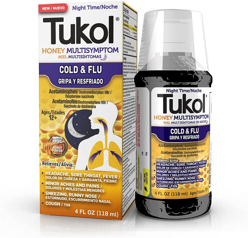 Photo 1 of Alka Seltzer Heartburn Relief and Pain Relief Antacid Tablets – 72 Ct with TUKOL Adult Honey Multi-Symptom Cold & Flu Nighttime Liquid Cough Medicine, 4 Ounce
