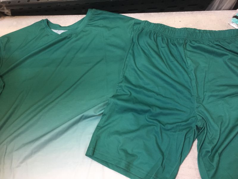 Photo 1 of mens shirt and shorts color green and white fade size large 