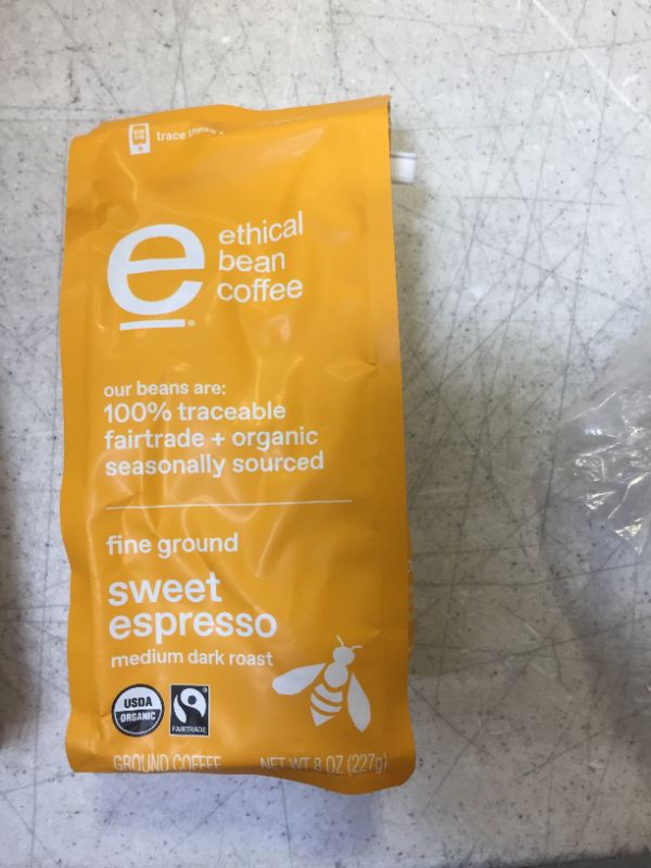 Photo 1 of Ethical Bean Sweet Espresso Medium Dark Roast Fairtrade Organic Ground Coffee (8 oz Bag) and 
Ethical Bean Lush Medium Dark Roast Fairtrade Organic Ground Coffee (8 oz Bag)--best by Oct 2021 