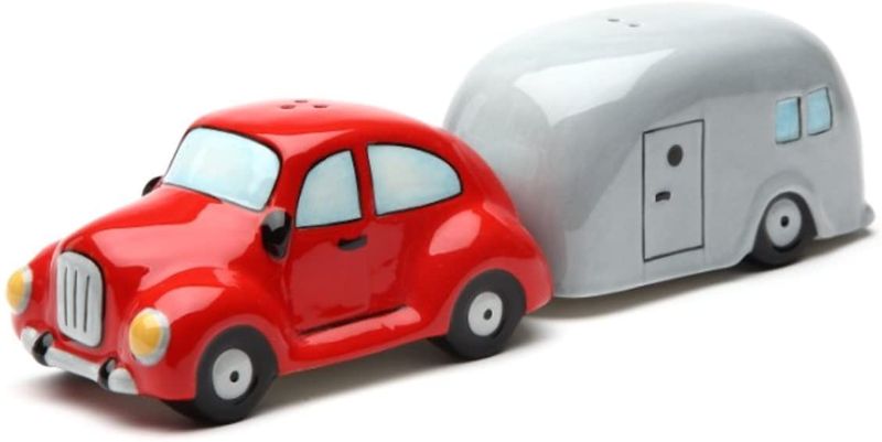 Photo 1 of Pacific Trading Car and Trailer Ceramic Magnetic Salt and Pepper Shaker Set
