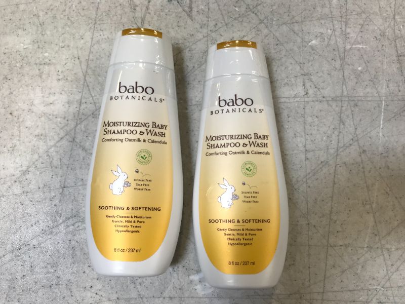 Photo 2 of Babo Botanicals Oatmilk Moisturizing Baby Shampoo and Wash, calendula 8 Fl Oz 2 pack exp 05/2023
