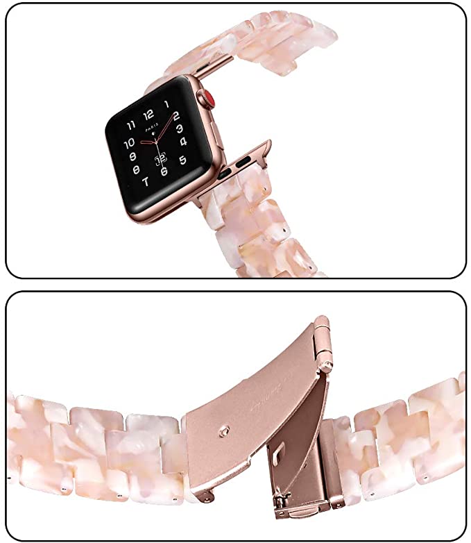 Photo 2 of Joyozy Resin Bands Compatible with Apple Watch 1.496 1.575 1.654 or 1.732 Inch, Replacement Accessories for iWatch SE Series 6/5/4/3/2/1 for Women Men.