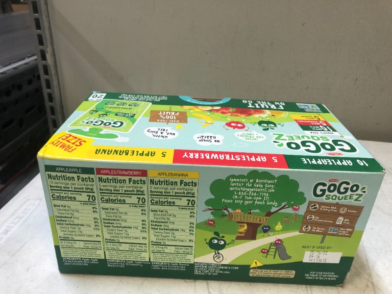 Photo 2 of GoGo SqueeZ Applesauce for Kids exp date 05-16-2022