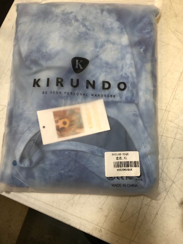 Photo 2 of KIRUNDO  Neck Dress Women Casual Wrap Long Sleeve Ribbed --blue Size XL