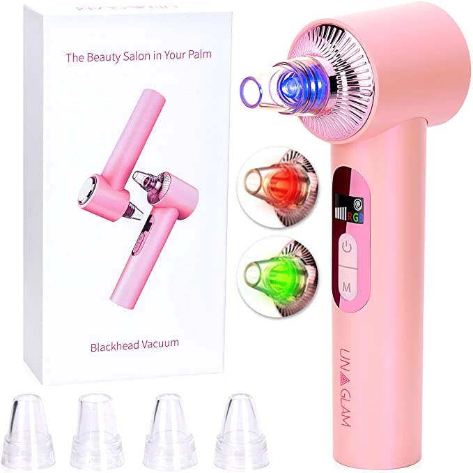 Photo 1 of UNAGLAM Blackhead Remover Vacuum, 5 Suction Levels, 4 Skin-Friendly Probes, 3 Beauty Lights, Electric Pore Extractor for Acne, Comedone, with LED Display and USB Charging+++factory sealed