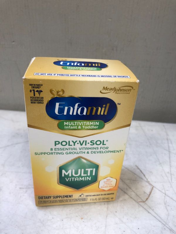 Photo 2 of Enfamil Poly-Vi-Sol Liquid Multivitamin Supplement for Infants and Toddlers, Assorted, Unflavored, 1.69 Fl Oz  exp date 06-222