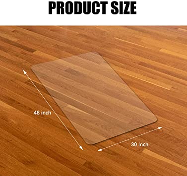 Photo 1 of Kuyal Clear Chair Mat, Hard Floor Use, 48" x 30" Transparent Office Home Floor Protector mat Chairmats (30" X 48" Rectangle)
