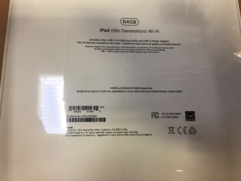 Photo 4 of NEW factory sealed --- Apple iPad 9th Gen 10.2” 64GB Wi-Fi Space Gray
