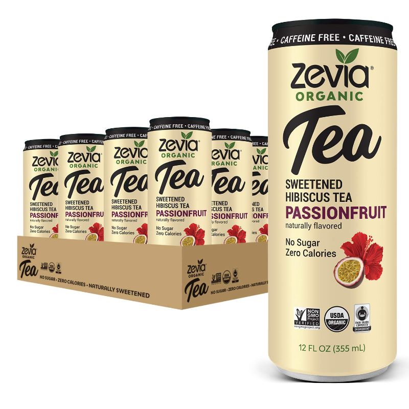Photo 1 of Zevia Organic Sugar Free Iced Tea, Caffeine Free Hibiscus Tea Passionfruit, 12 Ounces (Pack of 12) exp 01-2022
  