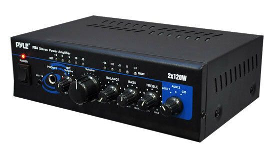 Photo 1 of New Pyle PTA4 Mini 2x120 Watt Stereo Power Amplifier w/ AUX/CD Input Amp
