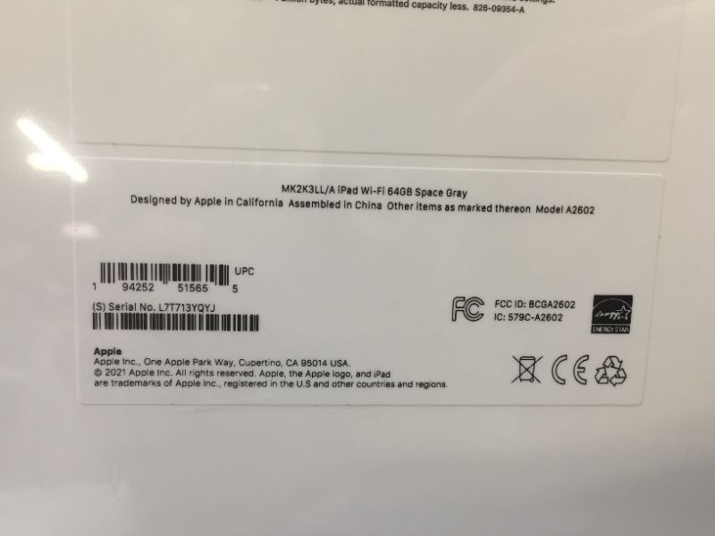 Photo 5 of Apple - 10.2-Inch iPad (Latest Model) with Wi-Fi - 64GB - Space Gray(Brand New Factory Sealed)

