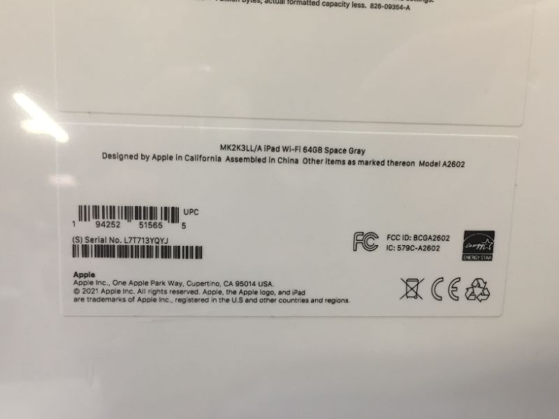 Photo 1 of Apple - 10.2-Inch iPad (Latest Model) with Wi-Fi - 64GB - Space Gray(Brand New Factory Sealed)
