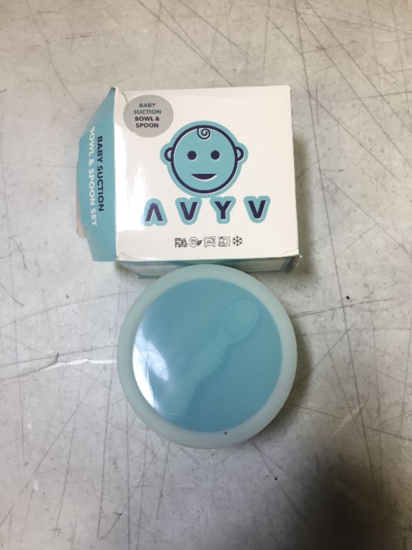 Photo 1 of AVYV Baby Suction Bowl Set - Silicone Feeding Plate with Non-Slip Grip Base and Round Edge - First-Stage Eating Dinnerware Utensils for Infants and Toddlers - Non-BPA (Sky Blue)
