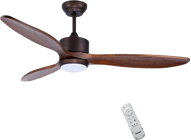 Photo 1 of 52 Inch Walnut Wood DC Motor Ceiling Fan with Light, Dimmable LED Lighting & Large Propeller 6 Speed Quiet Ceiling Fan with Remote Control 3 Blades for Outdoor Farmhouse Patio, Brown
Minor Chip