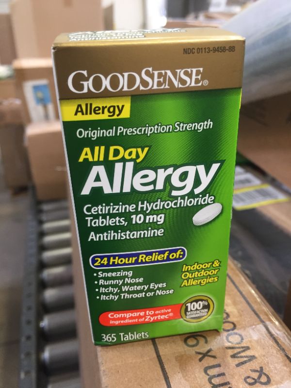 Photo 2 of 3 PACK, GoodSense All Day Allergy, Cetirizine Hydrochloride Tablets, 10 mg, Antihistamine, 365 Count BEST BY 08/2022
