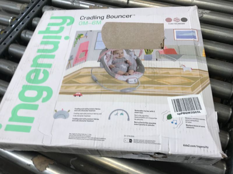 Photo 2 of Ingenuity Cradling Bouncer - Flora FACTORY SEALED SHUT, MINOR DAMAGES TO PACKAGING 