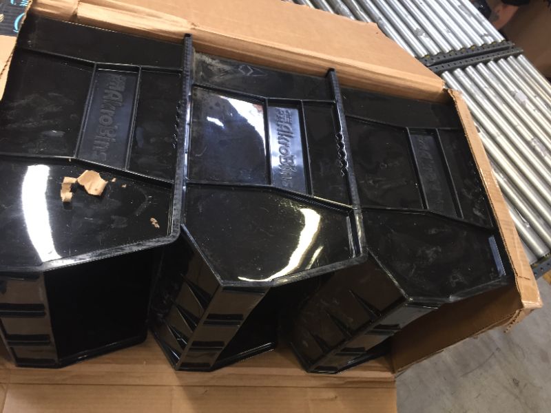 Photo 1 of Akro-Mils 30270 AkroBins Plastic Storage Bin Hanging Stacking Containers 3 PACK DIRTY/SCUFFS/CHIPPED