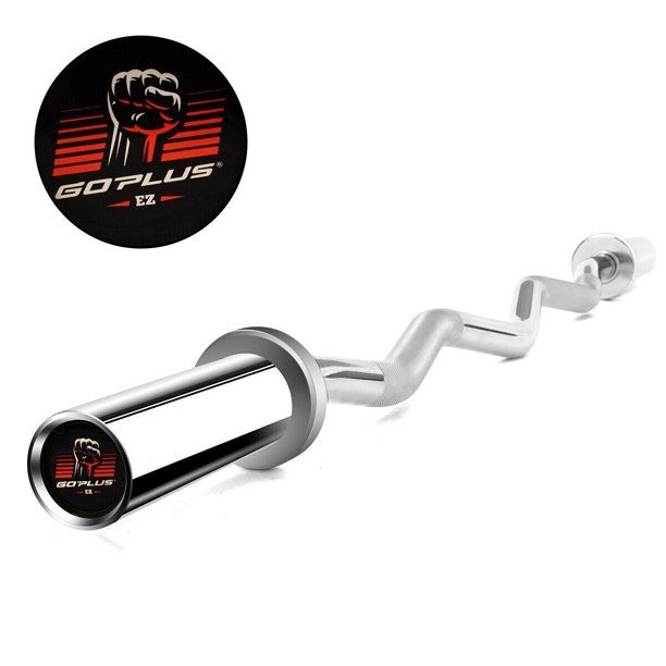 Photo 1 of 48''Chrome Steel Olympic EZ Curl Bar 28mm Grip Home Gym Fitness Equipment Silver 